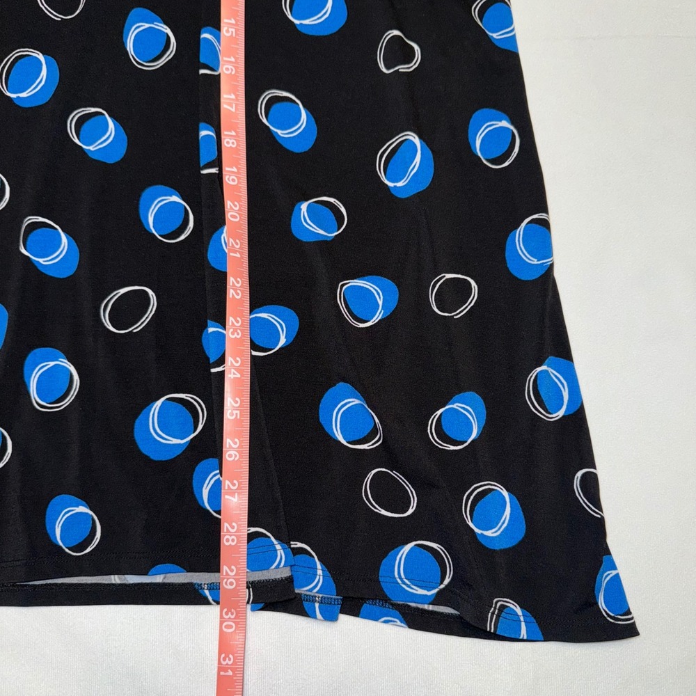 VIP WEAR Knits 22/24 Blouse Top Black Blue White Circles Pattern Plus Size - Picture 2 of 6